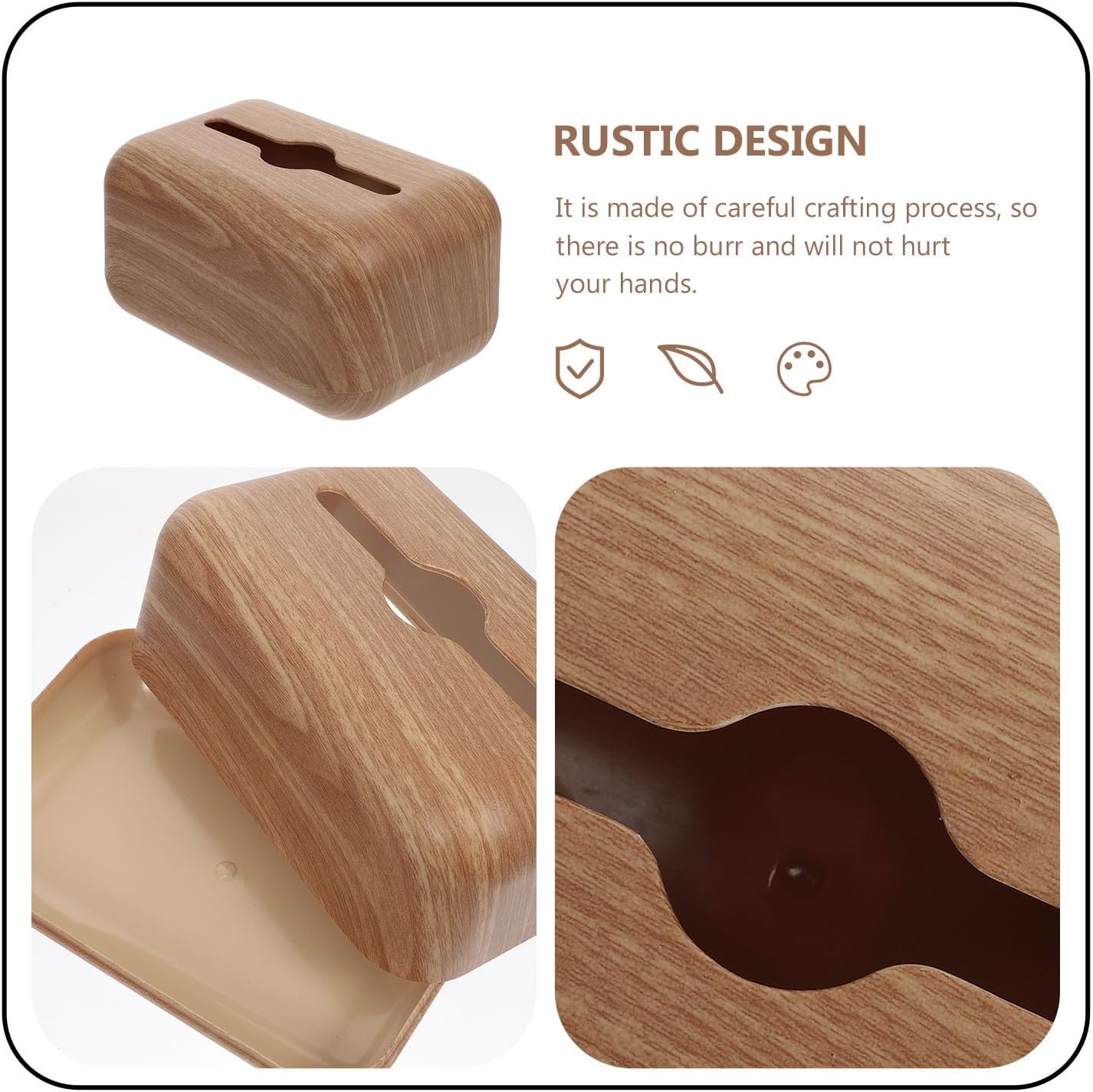 Simulated Wood Grain ABS Tissue Holder for Home and Cafes image 3
