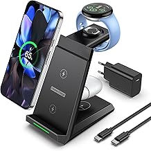 NANAMI Inductive Charging Station for Google Pixel Watch 3/2/Fitbit Versa 4/3, 3-in-1 Wireless Charger for Google Pixel 10 Pro/10/9/9a/8/7, Induction Charger for Pixel Buds Pro 2 (Not for Pixel Watch