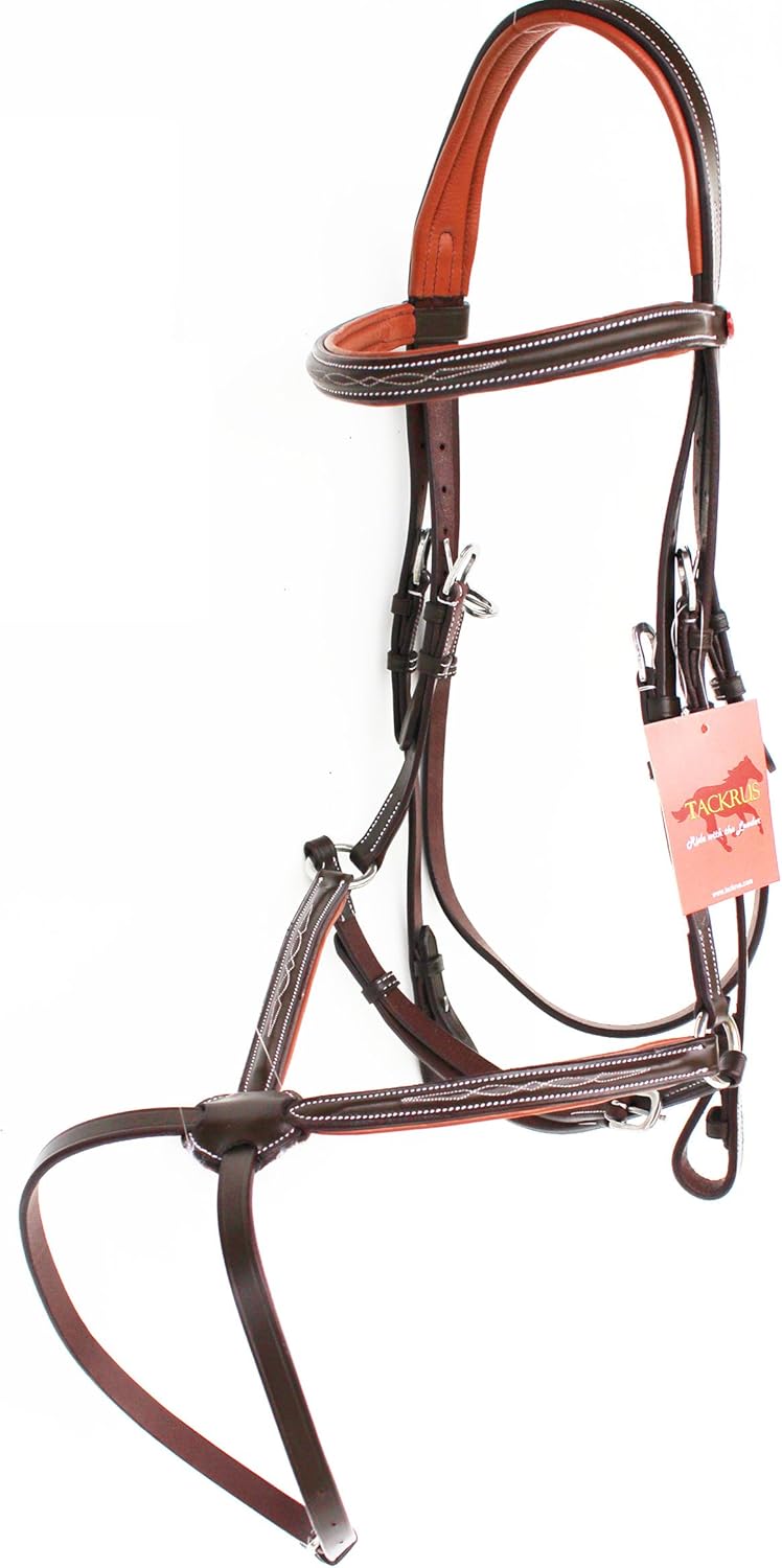 CHALLENGER Horse English Padded Leather Jumping Adjustable Figure 8 Bridle Full 803447