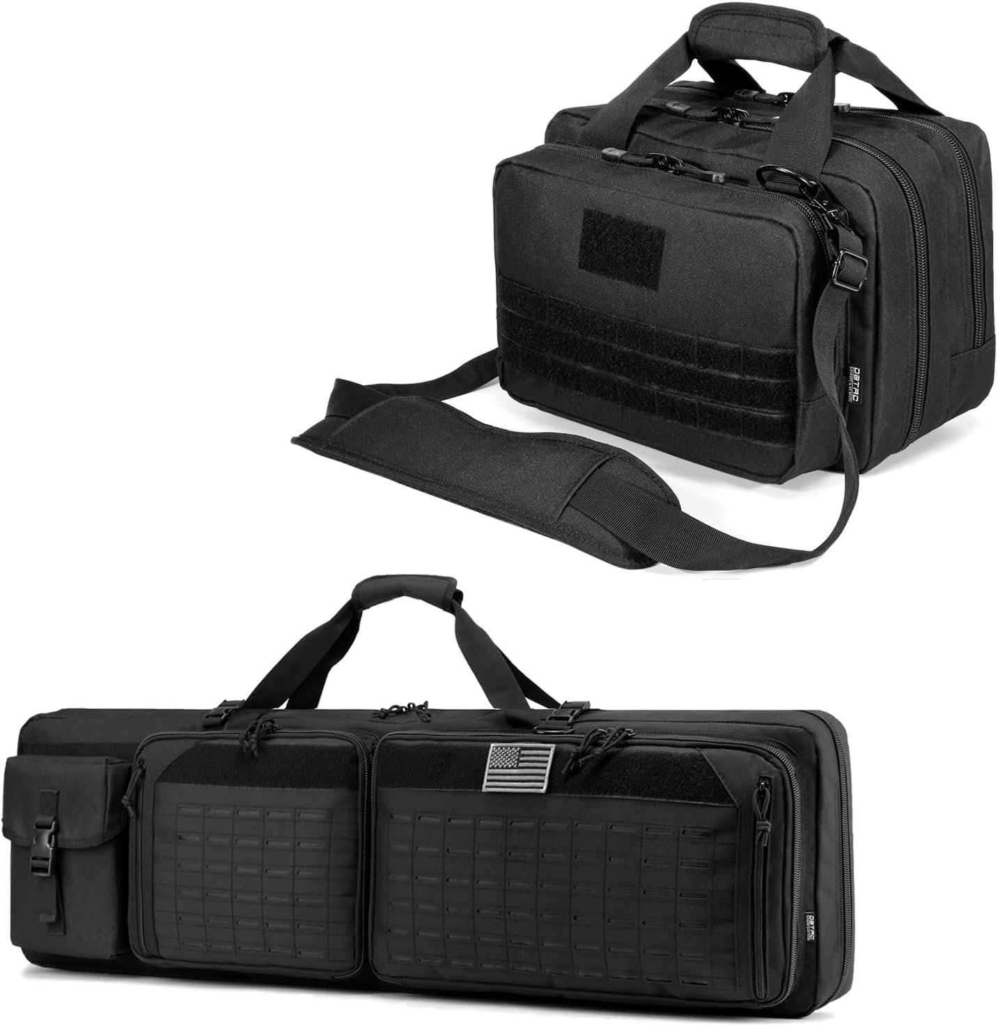 DBTAC Tactical Double Rifle Bag 36" + Tactical Range Bag Small Plus (Black)