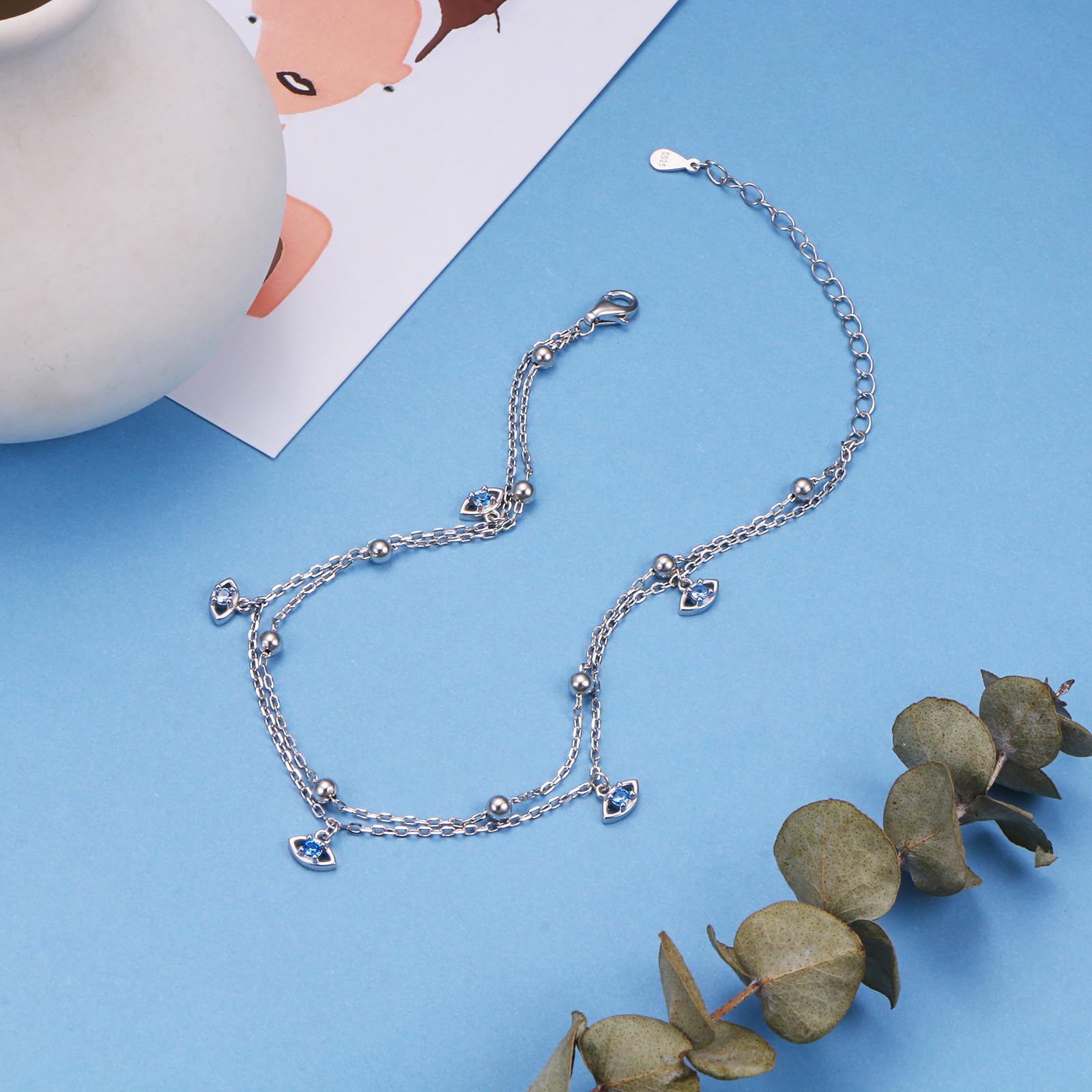 Tobilleras para mujer, delicadas mariposas, infinito, mal de ojo, tortuga marina, pulseras de tobillo en capas, impermeables, ajustables, con cuentas, para verano, playa, joyería de regalo, 8