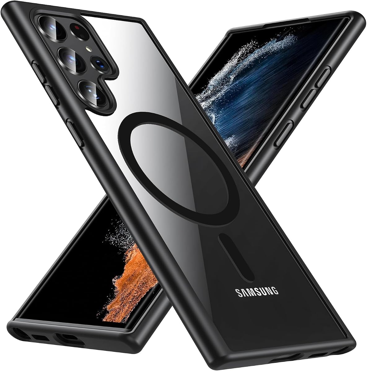 Hensinple for Samsung Galaxy S22 Ultra Case Magnetic, Black