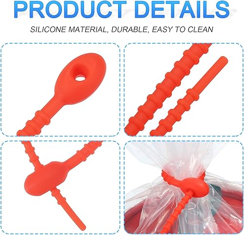 Miniatura 4 de MECCANIXITY Paquete de 20 bridas de silicona reutilizables de 6 pulgadas para el hogar, oficina, cocina, organizador de cables, color rojo