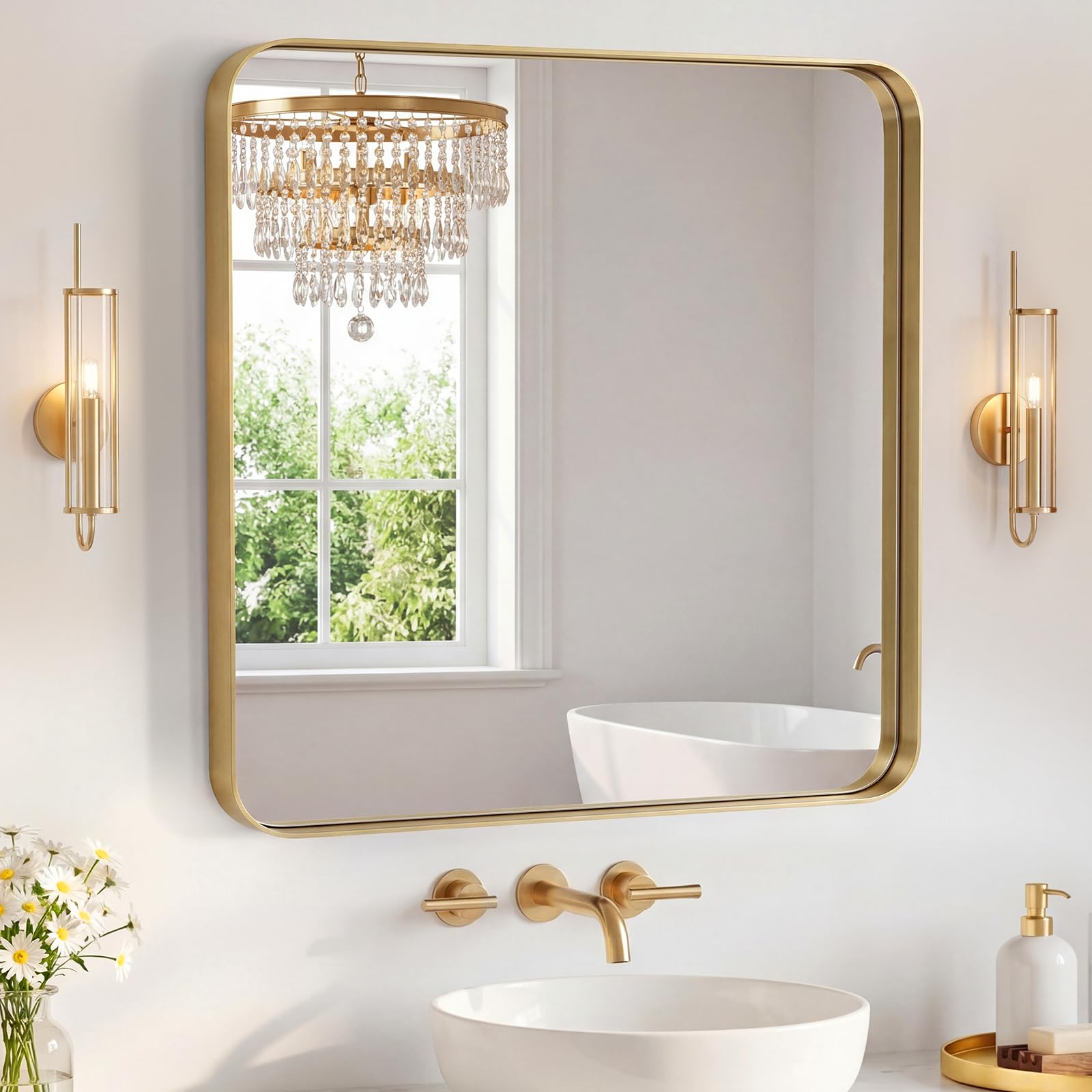 Sweetcrispy Bathroom Mirror 30x30 Inch, Vanity Mirror for Wall