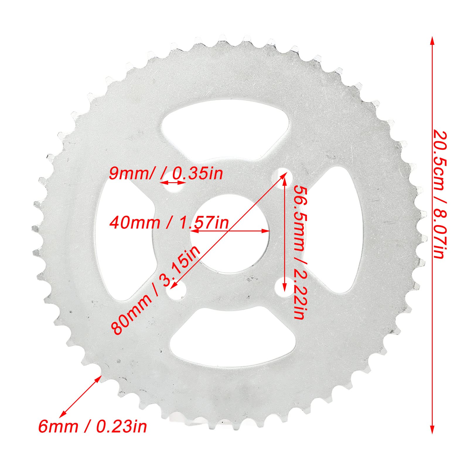 Tissting 50 zębów, tylne koło zębate, 40 mm, ID 420, łańcuchy, 4 otwory, srebrna, stalowa, do gokartów, quadów, rowerów pit bike lekkich motocykli