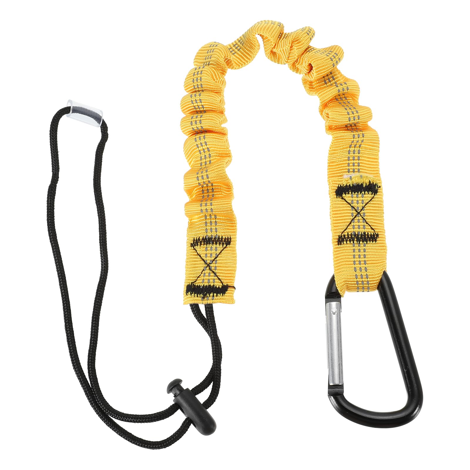 MECCANIXITY Retractable Tool Lanyard 2ft with Single Aluminum Buckle and Adjustable Loop End, Maximum Weight Limit 10KG / 22lb, Safety Fall Protection Tools Leash, Yellow