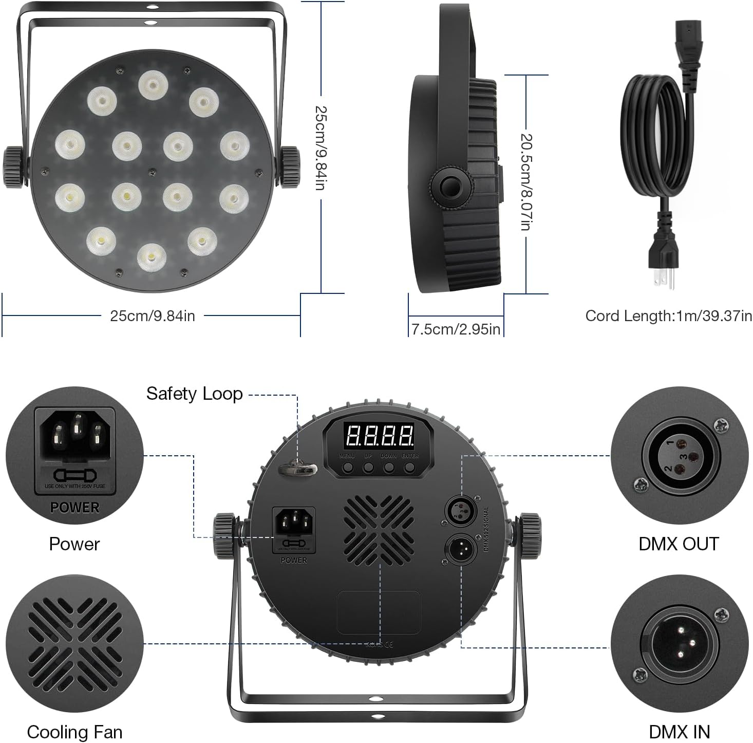 LED Stage Par Lights: 100W Dual-Effect 10 Ring LED Surrounded 14 RGBW Par Can | Uplighting & Ambient Show | Remote/DMX/Panel Control | Perfect for DJ Club Band Wedding Party Lighting (2Pack)