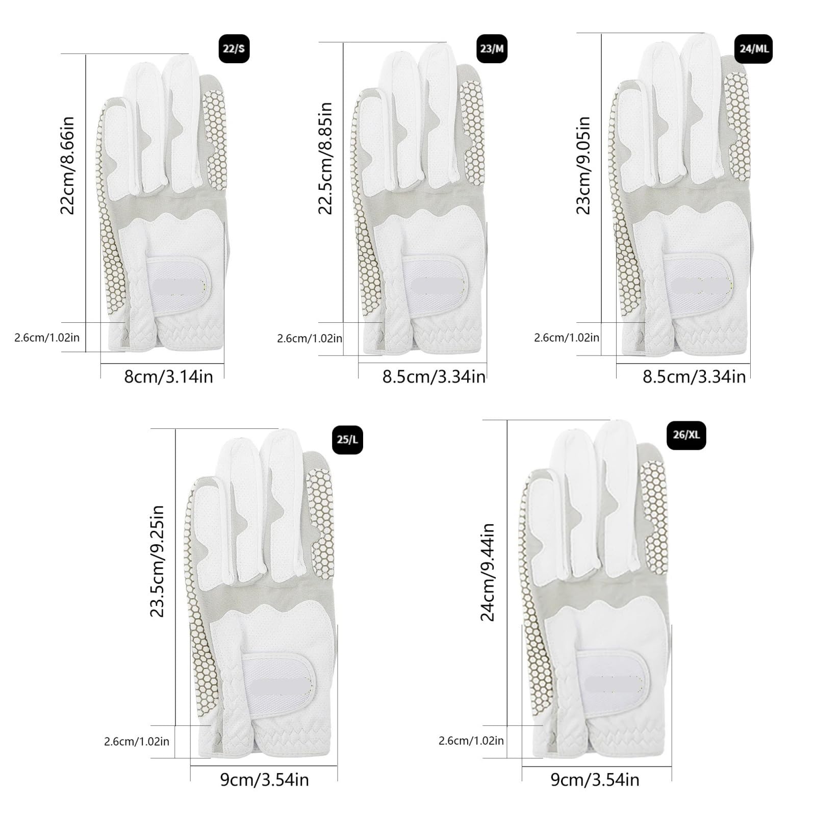 Générique Gants de Golf for Hommes, compatibles avec la Main Gauche, Gris, Blanc, Tissu imperméable, Cuir, Style Confortable coréen
