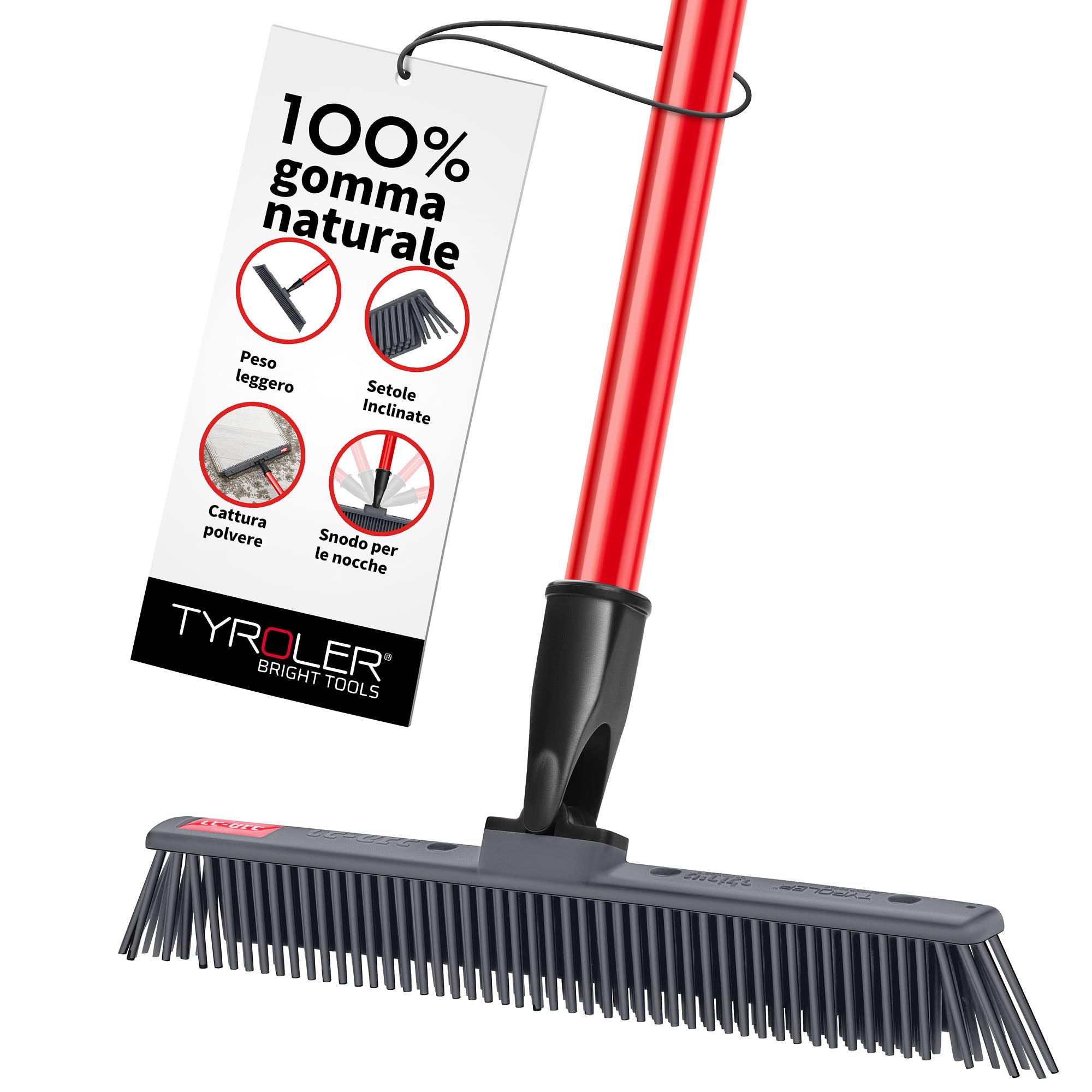 Tyroler Scopa in Silicone per Pavimenti Giapponese | Testa di 30 cm per Scopa Silicone Pavimenti | Manico Antiruggine di 140 cm in Acciaio Inox e Resistente alla Ruggine