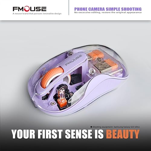 Miniatura 6 de Impresionante mouse inalámbrico transparente, Bluetooth dual y 2.4 GHz para múltiples dispositivos, receptor USB-C ideal para MacBookportátiles,
