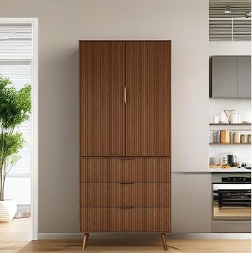 Tall Storage Cabinet, Kitchen Pantry with Adjustable Shelves,Walnut