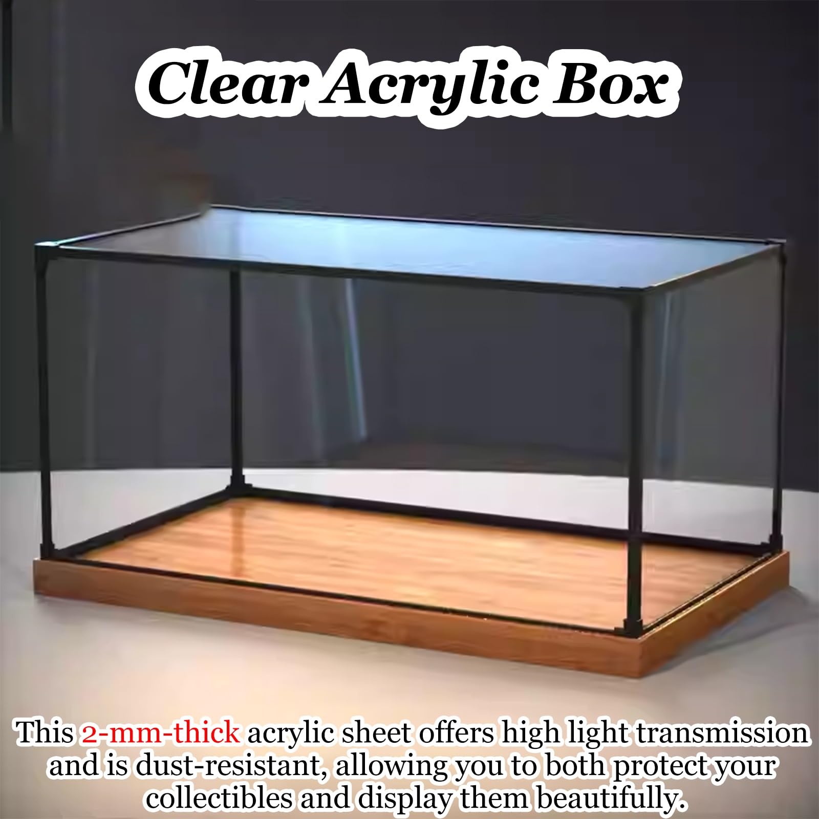 Caja expositora con base de madera para coleccionables, escaparate acrílico transparente para tenis, recuerdos deportivos, funda protectora a prueba de polvo