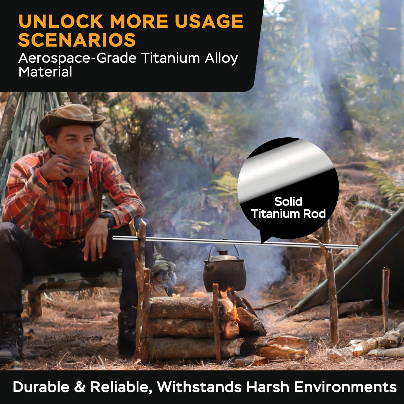 Bastón de senderismo de titanio, ultraligero y duradero, bastón plegable ajustable de 49 pulgadas con agarre ergonómico y correa de muñeca para senderismo, mochilero y montañismo