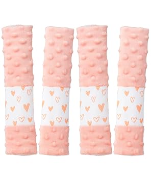 4 Pack Car Seat Belt Straps Cover for Baby Kids,Pink Baby Carrier Straps Covers Stroller Strap Pads Baby Car Seat Belt Neck Covers for Baby9.8X2.2inch