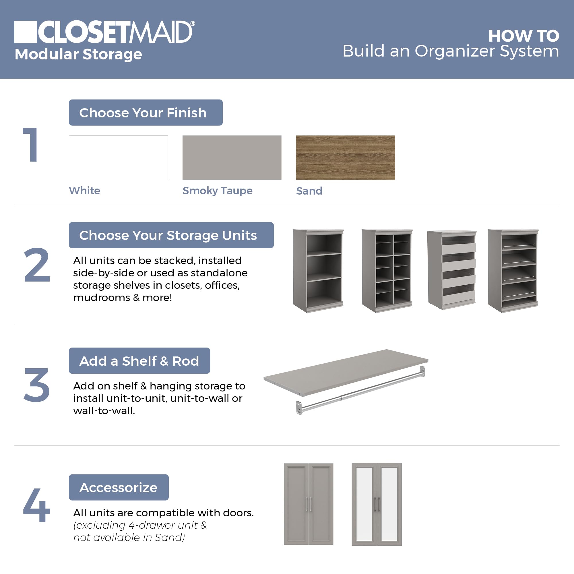 ClosetMaid 4609 - Estantería Modular apilable para Zapatos, Color Gris Pardo