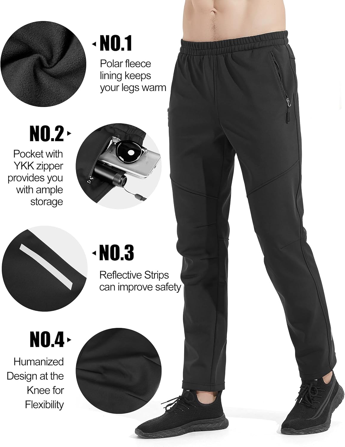 INBIKE Winter Fleece Pants Men, Windproof and Warm, for Cycling Running Hiking and Other Outdoor Activities - Image 6