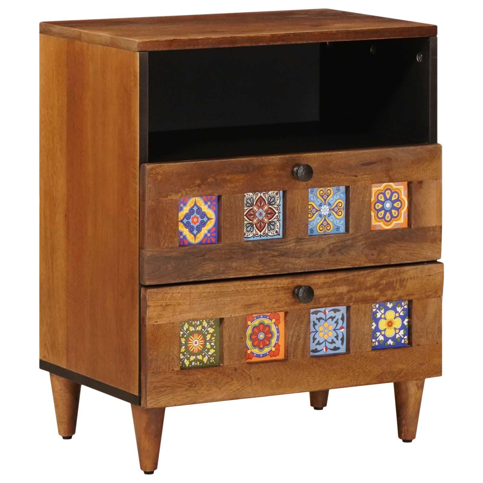 Cabinet de chevet marron en manguier pour sublimer le salon et le lit