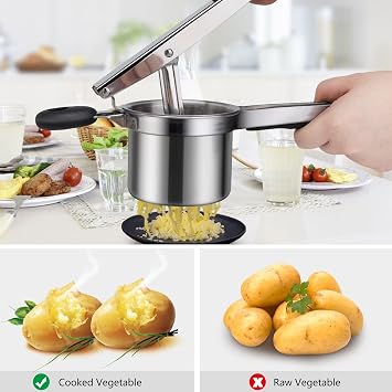 Patates püresi, 3 değiştirilebilir elekli, kalınlaştırıcı, paslanmaz çelik patates presi, patates püresi, sebze püresi, meyve suları ve yemek tarifleri için