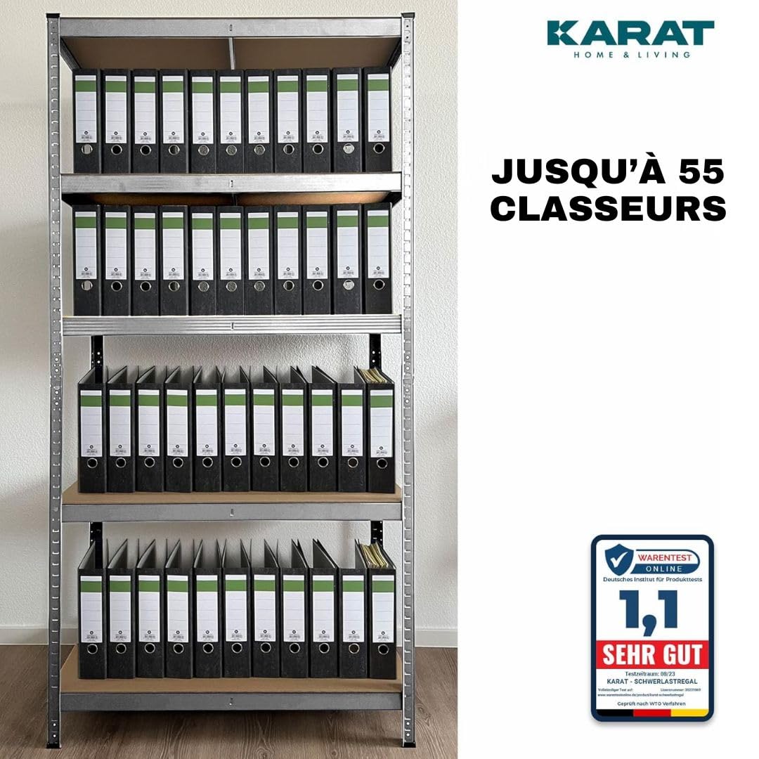 KARAT Étagère pour Charges Lourdes XXL, galvanisée, 200 x 150 x 80 cm, étagère de Rangement pour Garage, Cave et Atelier, étagère enfichable, étagère Large pour Cave, Atelier (TitanRack Big)