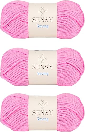 Vista 123 de 3 madejas de hilo Sensy Roving, 3.5 onzas, 132 yardas, calibre 5 voluminoso (Lily Pad)