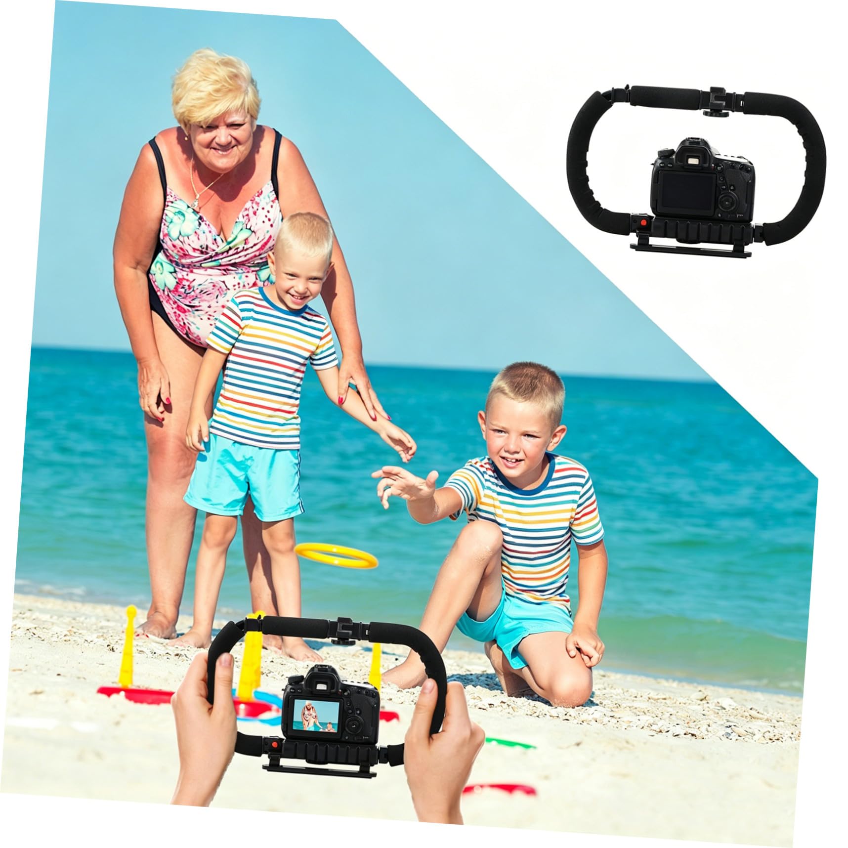 Angoily Stabilizzatore e Fotocamera Reflex Angolare, Design Antiscivolo, Materiale Plastico e Metallo, Treppiede Portatile 3 Porte Hot Shoe