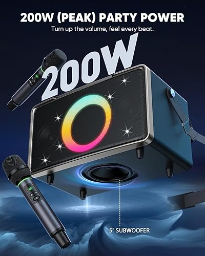 Miniatura 2 de GFEEN Altavoz Bluetooth portátil pico de 200 W, graves profundos, tiempo de reproducción de 15 horas, altavoces inalámbricos para fiestas grandes,