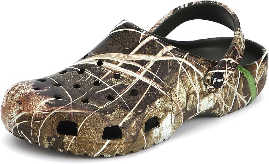 8 Fans Camo Clogs for Men,Outdoor Garden Slip On Sandals Summer Water Beach Shoes Lightweight Breathable Non Slip Casual Slippers