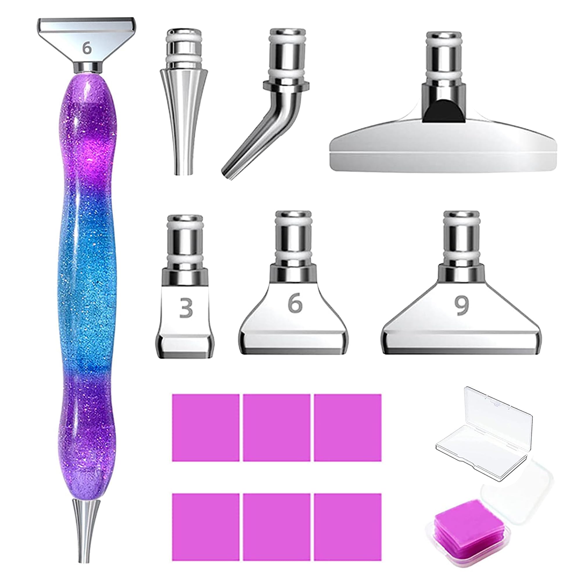 Trhillsbrad Diamond Painting Zubehör Stift, Diamond Painting Malstift Set, 6 Styles Metal Drill Pen Ersatzköpfe für 5D Diamantmalerei DIY