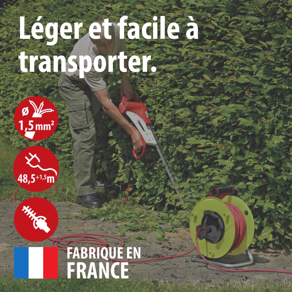 Brennenstuhl Enrouleur de câble Standard avec rallonge supplémentaire (50m de câble H05VV-F 3G1,5, utilisation temporaire en extérieur, fabriqué en France) 1180751 Vert
