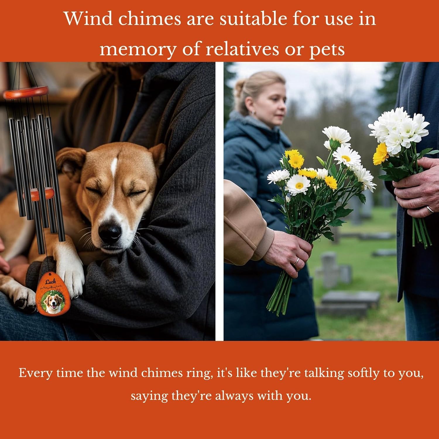 Personalized Memorial Wind Chime - Custom Sympathy Gift for Loss of Loved One, Handmade Memorial WindChimes for Bereavement, Pet Loss, Home Decor SY04