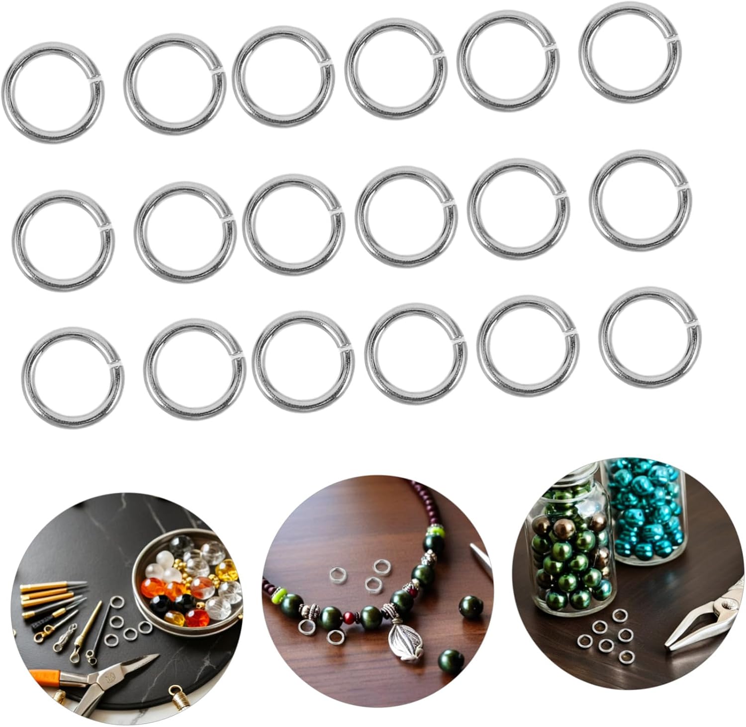 Cabilock 20pcs Sterling Silver Jump Rings for DIY Bracelet and Necklace Making, Round Open Circle Link Connectors with Versatile Split Ring Design, for Jewelry Repair and Craft Projects