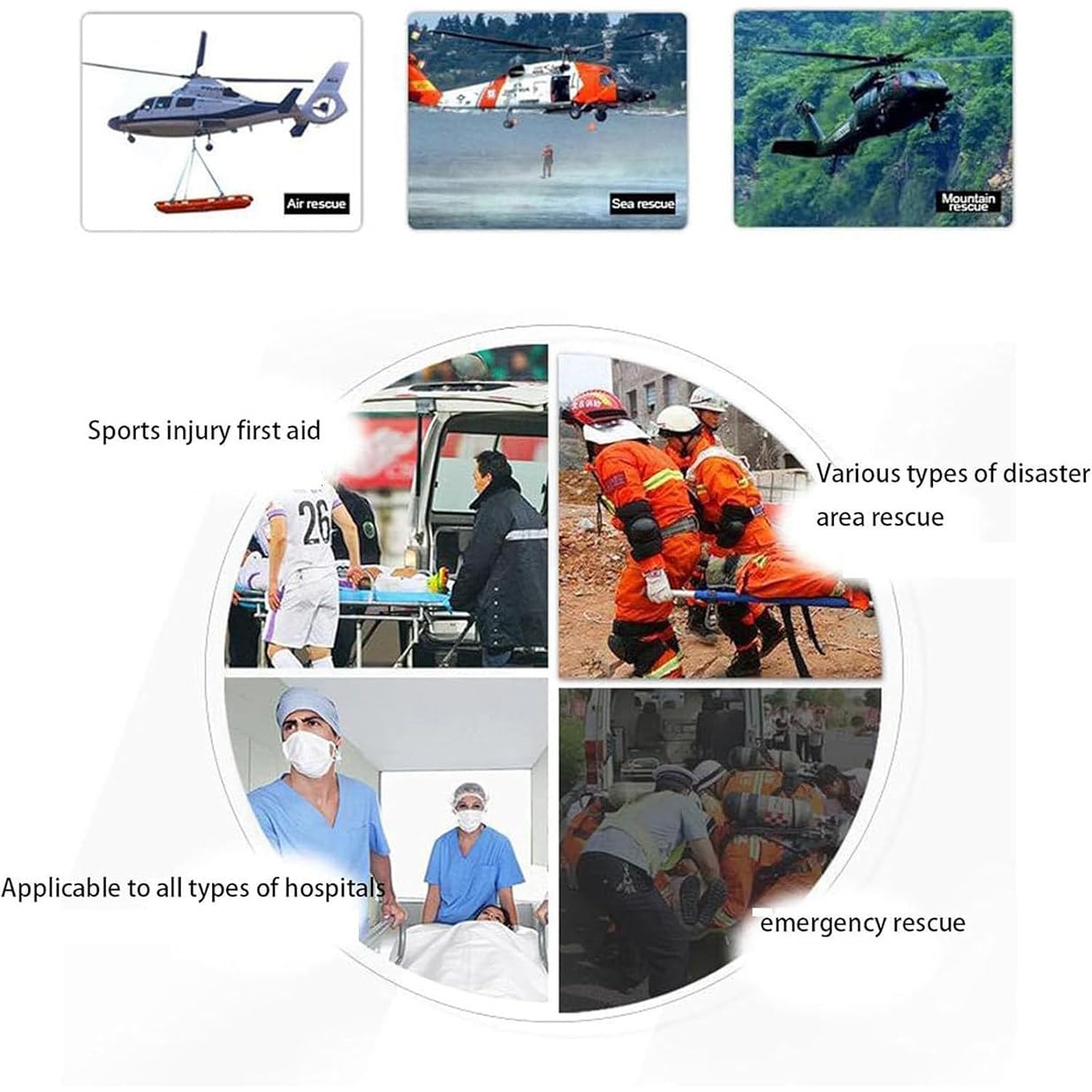 Cestino pieghevole per soccorso in elicottero, trasporto medico di emergenza con briglia di sollevamento, leggero, resistente, sicuro, trasportatore paziente per i primi soccorritori