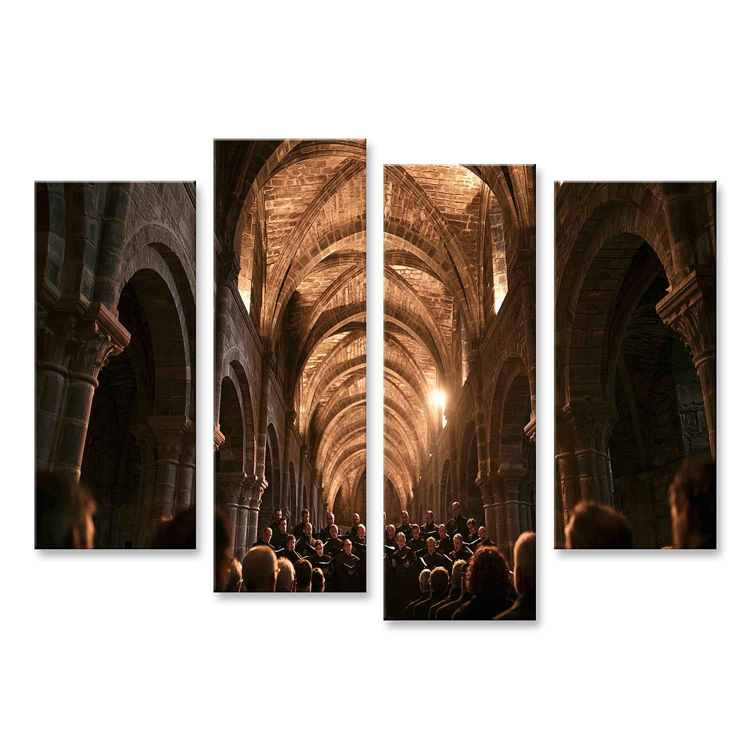 islandburner Quadro su tela con canto coro rialzato in chiesa antica, decorazione da parete per soggiorno per gli amanti della musica, 4 pezzi