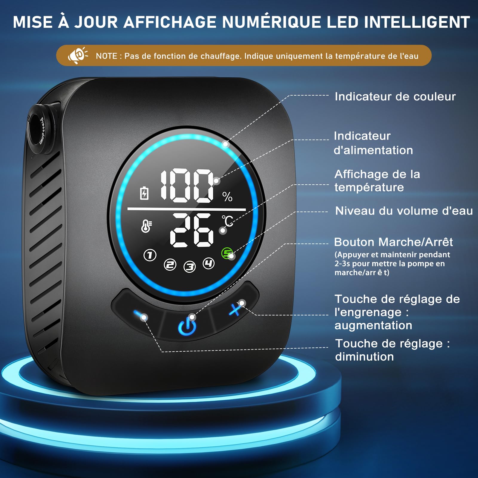 Spopal Camping Douche Portable, [Imperméable] Kit Douche de Camping,Rechargeable,8000mAh, avec Seau Pliable 20L,Afficheur Intelligent et Pomme de Douche 5 Modes pour Extérieure,Camping
