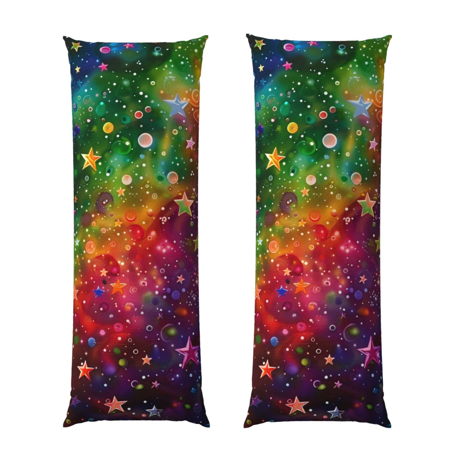 Body Pillow Cover 20x54 Inch, Colorful Rainbow Stars Print Long Lumbar Pillow Case with Zipper Long Body Pillowcase Decorative for Bed Sofa Bedroom