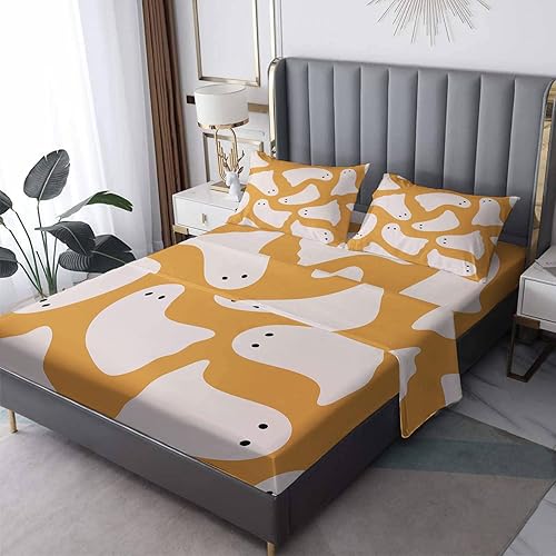 Miniatura 55 de Sábanas de murciélago tamaño individual – Juego de sábanas de Halloween para niños y niñas, juego de sábanas en blanco y negro, microfibra suave