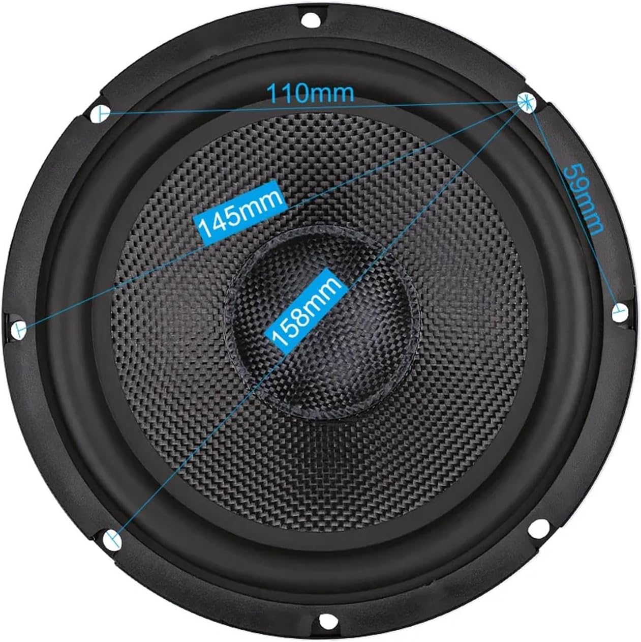 1Pcs Midrange Bass Sound Speaker 6.5 Inch 4 8 Ohm 40W Glass Fiber Woofer Audio Loudspeaker DIY Home Theater Bookshelf(4 Ohm Speaker)