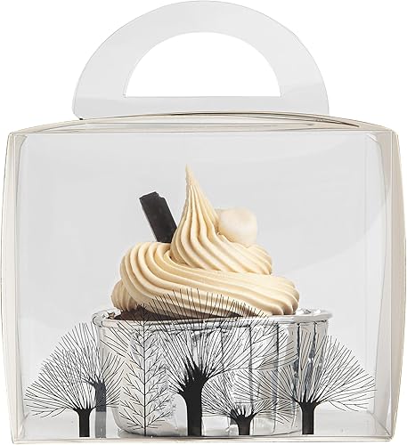 Miniatura 10 de Restaurantware Sweet Vision - Cajas individuales para cupcakes de 5 x 3.25 pulgadas, 100 cajas de exhibición desechables para cupcakes, con asa para