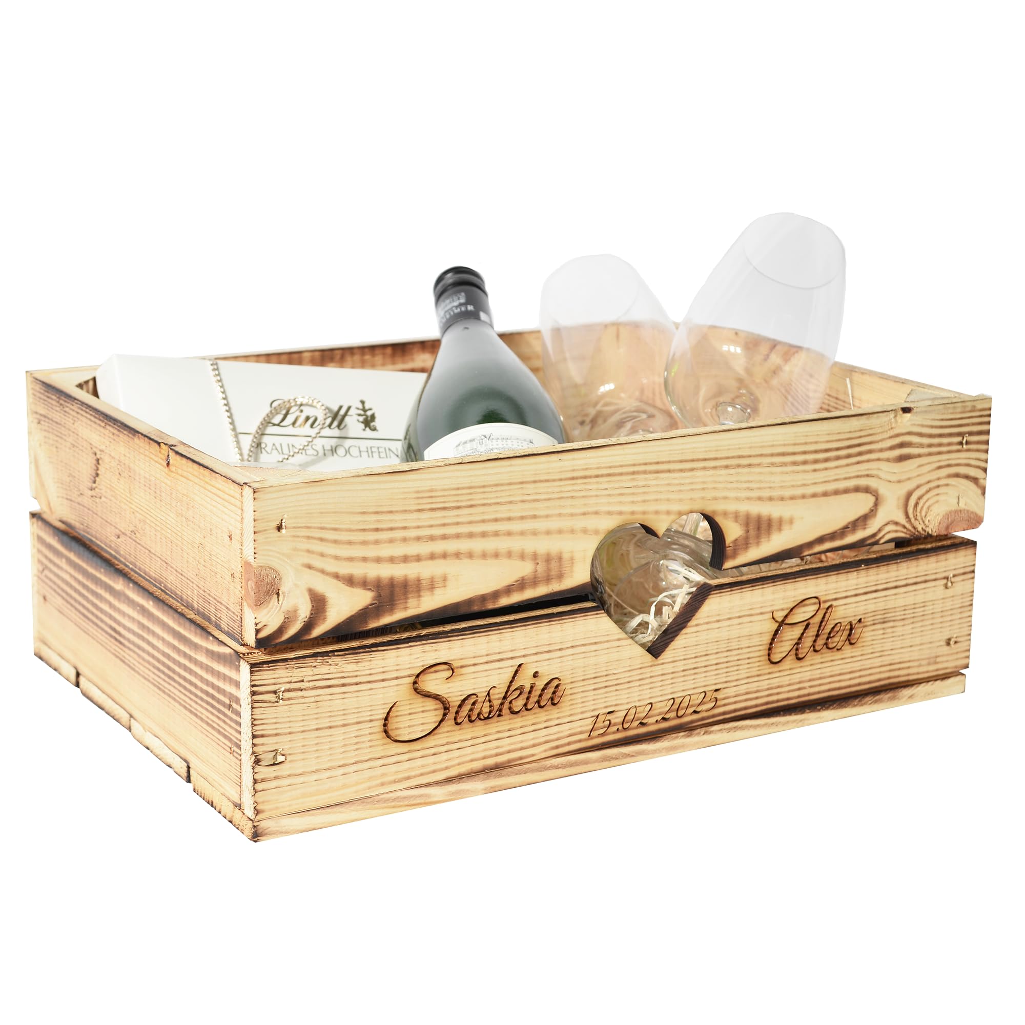 Scatola In Legno Personalizzata Con Nome E Data - 38x28x15 Cm, Incisa, Portagioielli O Scatola Dei Ricordi