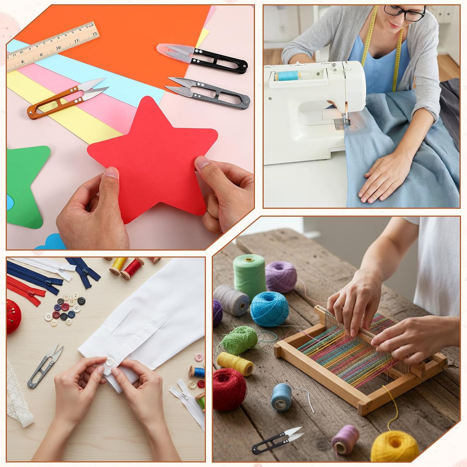 Sibba Sewing Scissors with Blade Covers 6 PCS 4.21inch Stainless Steel Thread Snips Professional Sewing Snips Small Crochet Thread Scissors Yarn Cutter for Embroidery Knitting DIY Crafts Gardening