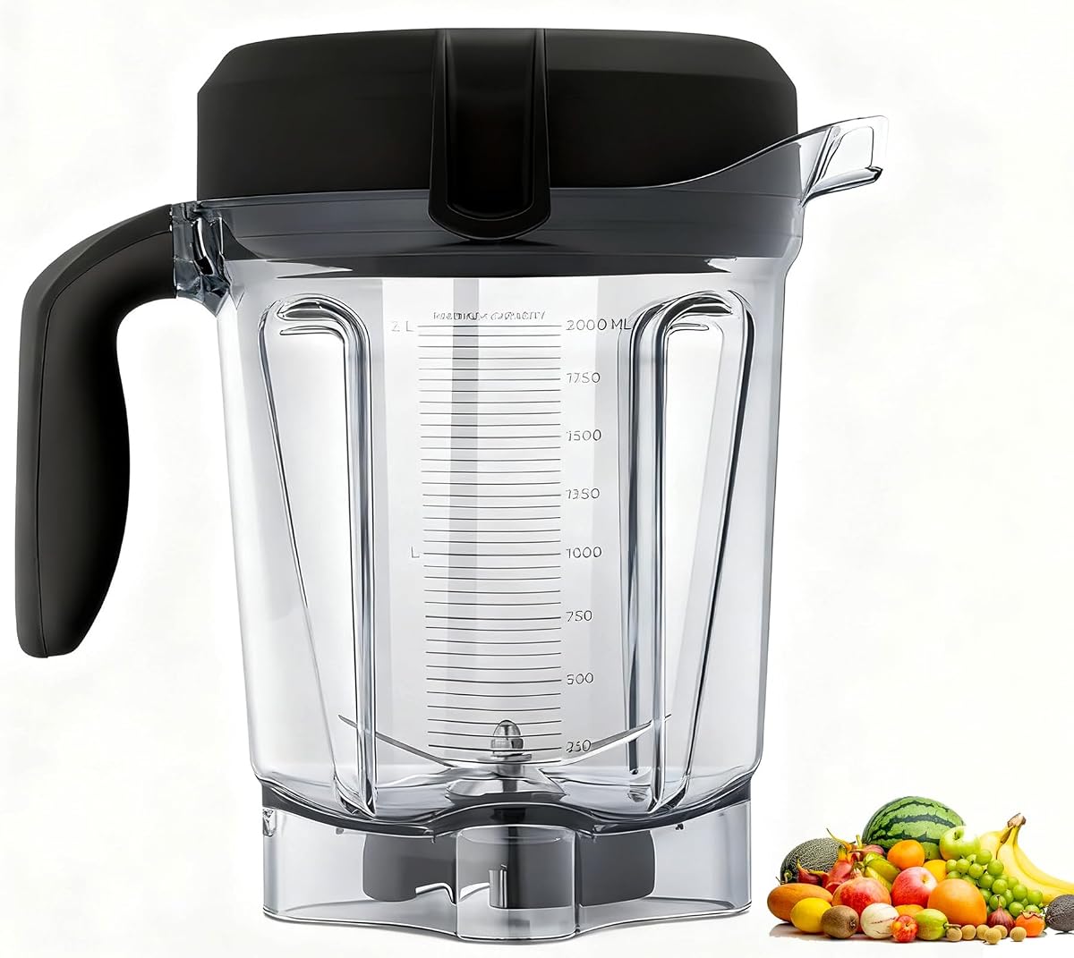 Jarras de licuadora E310 para recipiente Vitamix de 64 onzas de perfil bajo | Jarra de repuesto para jarra de licuadora de plástico 5200/7500/5000/6300/750/VM0102/VM0103/VM0197