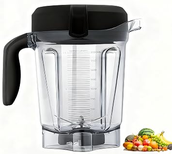 E310 Blender Pitchers fits Vitamix 64OZ Container Low-Profile, Replacement Jar Cup for 5200/7500/5000/6300/750/VM0102/VM0103/VM0197 Blender Pitcher Plastic