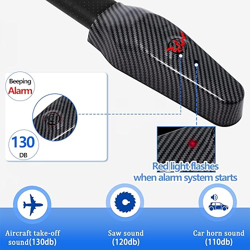 Miniatura 6 de Hoqqf Cerradura de volante con alarma, dispositivo de seguridad antirrobo de alta resistencia para automóviles, camiones y SUV, incluye 2 llaves