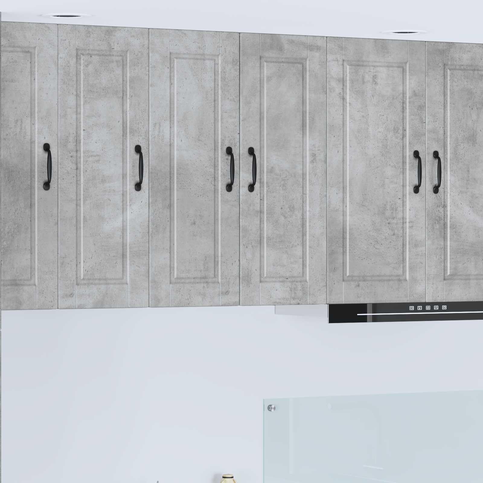 Porto - Armadietto da cucina da parete, 30 x 31 x 80 cm, in legno, moderno, per cucina, dispensa, sala da pranzo e dispensa, colore: grigio cemento