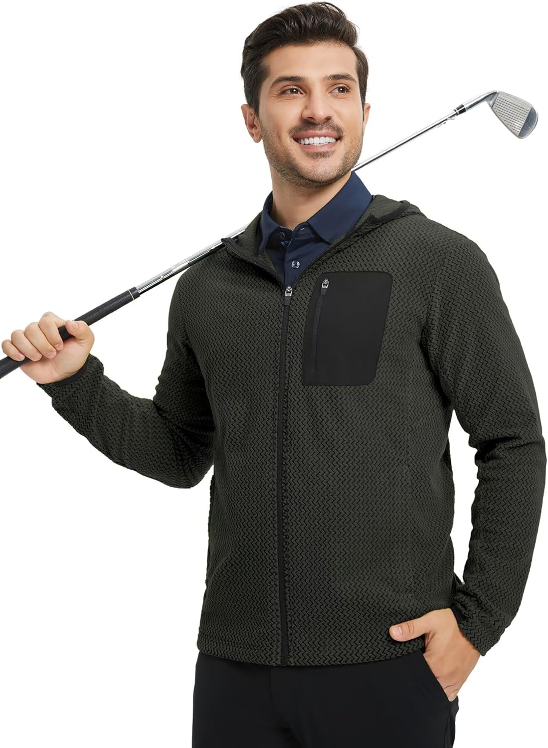 M MAELREG Fleece Hoodies Jacket Men Full Zip with 3 Zip Pockets Lightweight Soft Warm Hoodie for Golf Athletic Travel - Image 5