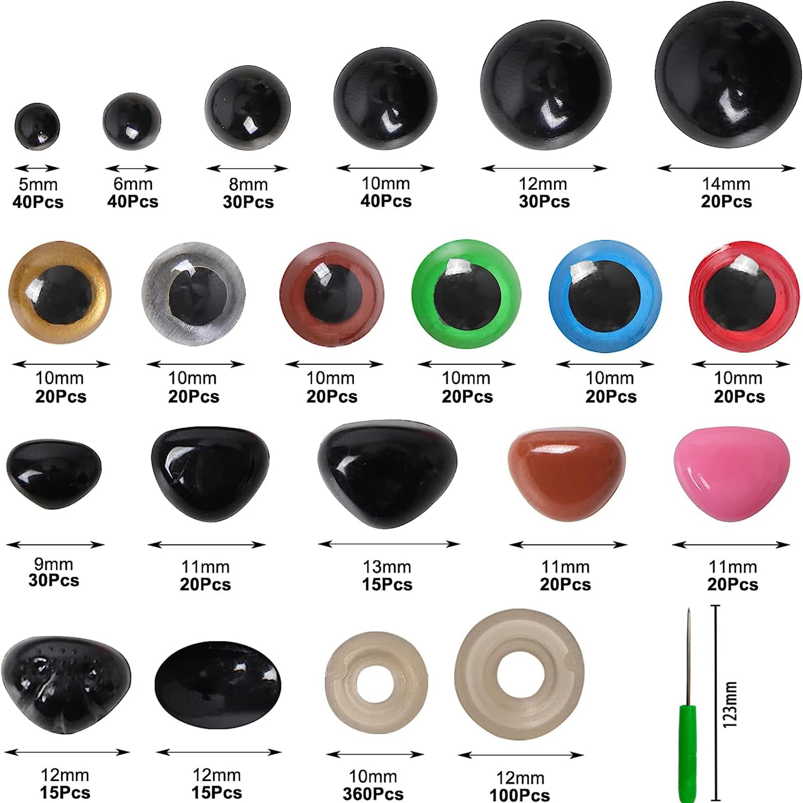 Occhi E Nasi Per Pupazzi - Kit 915 Pezzi Per Peluche Fai Da Te