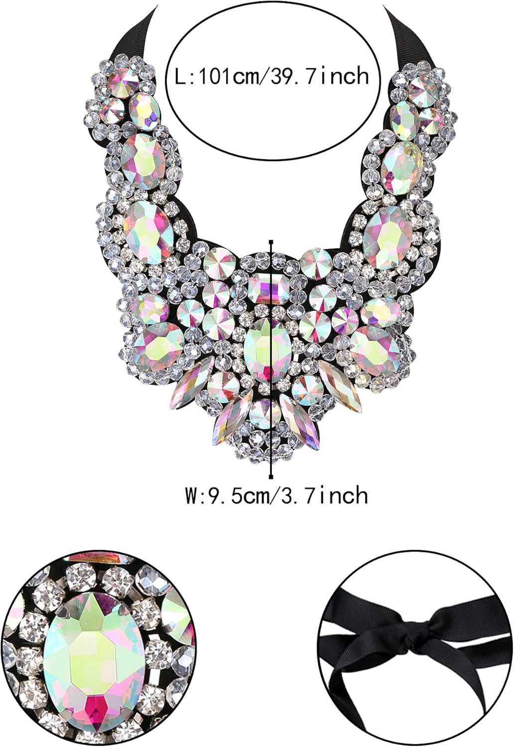 Flyonce Rhinestone Crystal Bib Chunky Collar Statement Necklace for Women Costume Jewelry