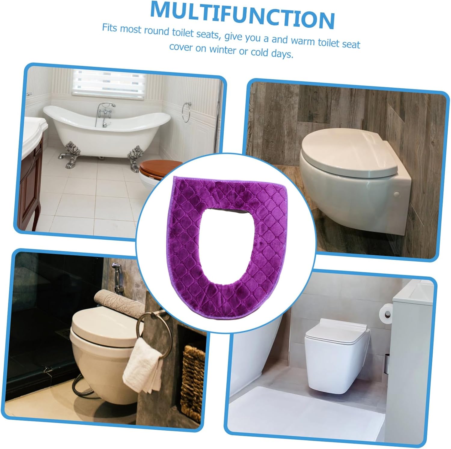 1pc Zipper Toilet Seat Cover Washable Cushion Pad for Winter Warmth Portable and Reusable Fit for Toilets Easy to Install and Maintain