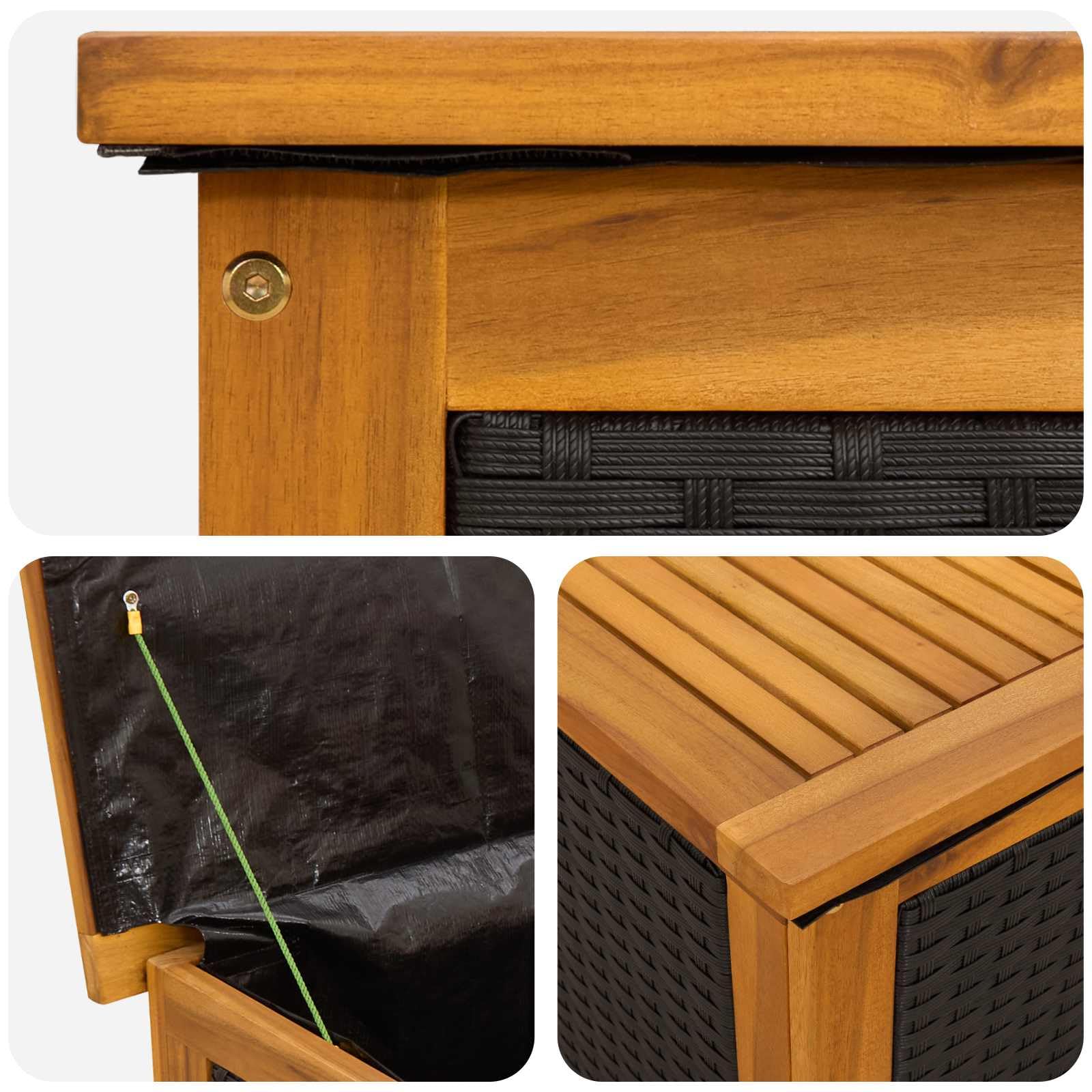 vidaXL Scatola di Stoccaggio per Giardino 185 L 60 x 50 x 56 cm Nero
