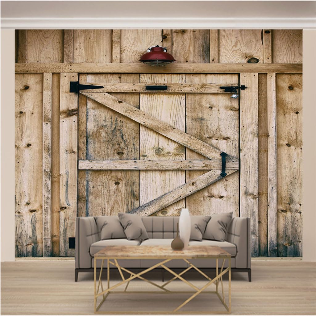 Tapisserie photo porte en bois pour une ambiance maison de famille 3D